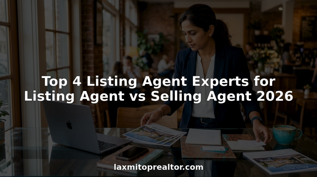 Female listing agent arranging marketing materials