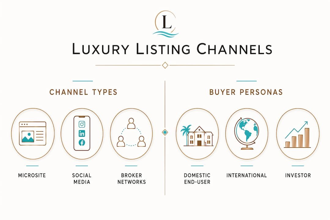 Infographic comparing luxury marketing channels and buyer personas