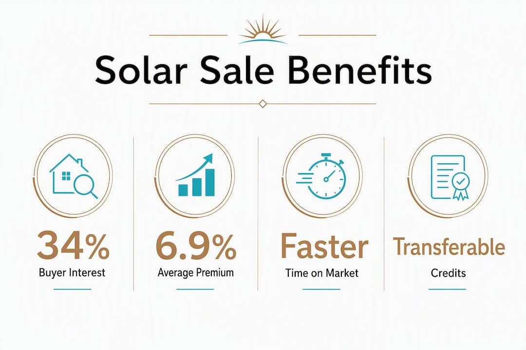 Infographic showing solar home sale benefits with key statistics