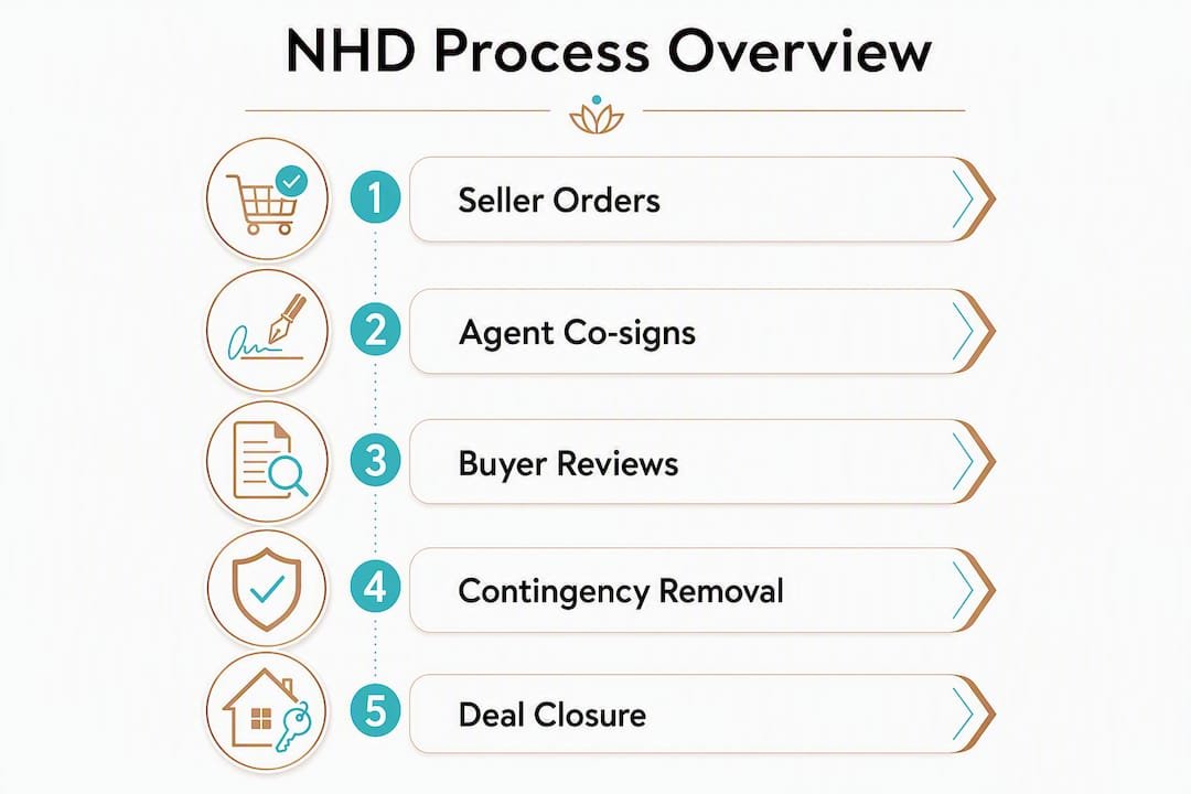 Infographic showing Natural Hazard Disclosure process overview with key steps