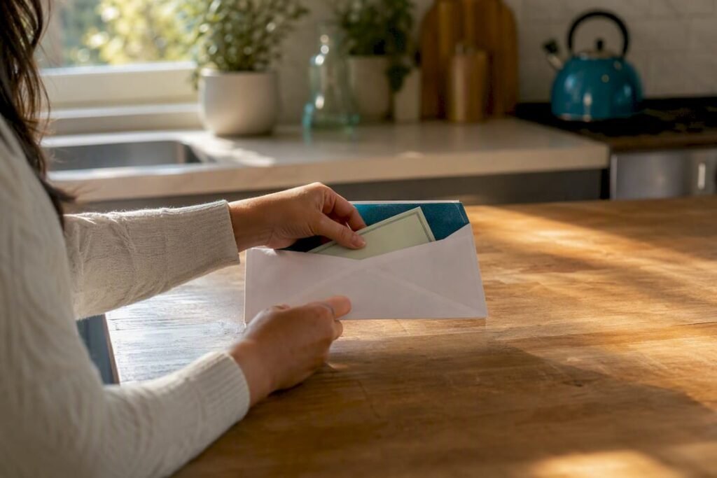 Hand giving earnest money deposit check