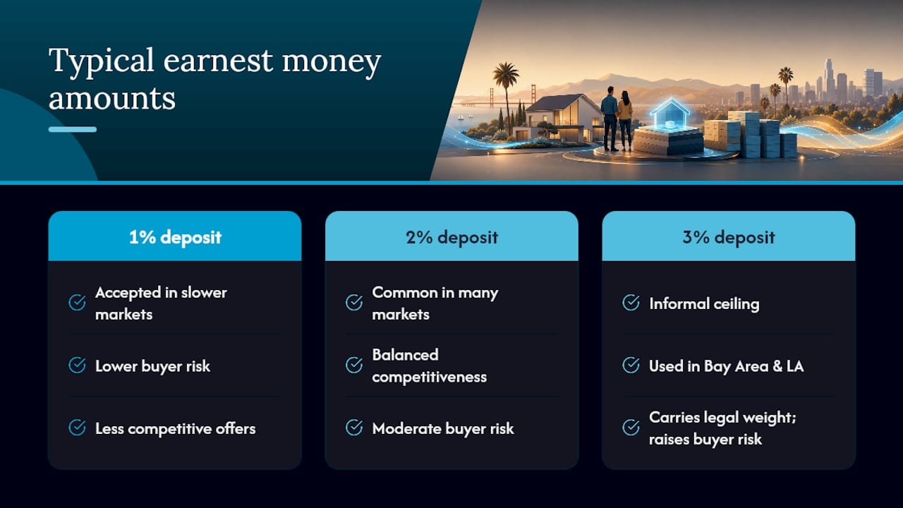Chart of earnest money percentages and legal cap