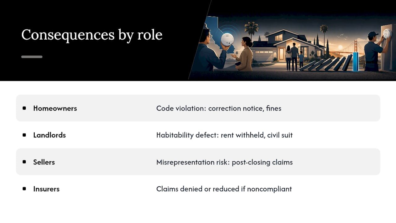 What Happens if You Don't Comply With California's CO Alarm Law? — overview diagram